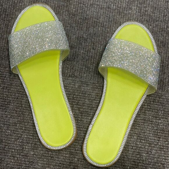 Yellow Bling Slide Sandals - Picture 3 of 5